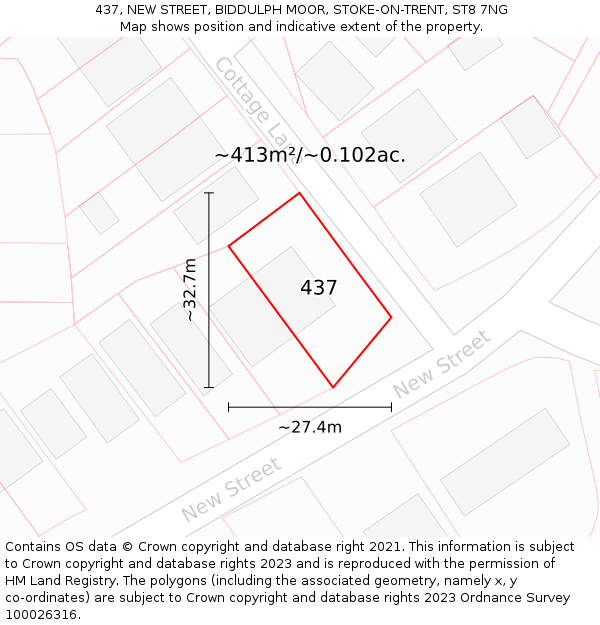 437, NEW STREET, BIDDULPH MOOR, STOKE-ON-TRENT, ST8 7NG: Plot and title map