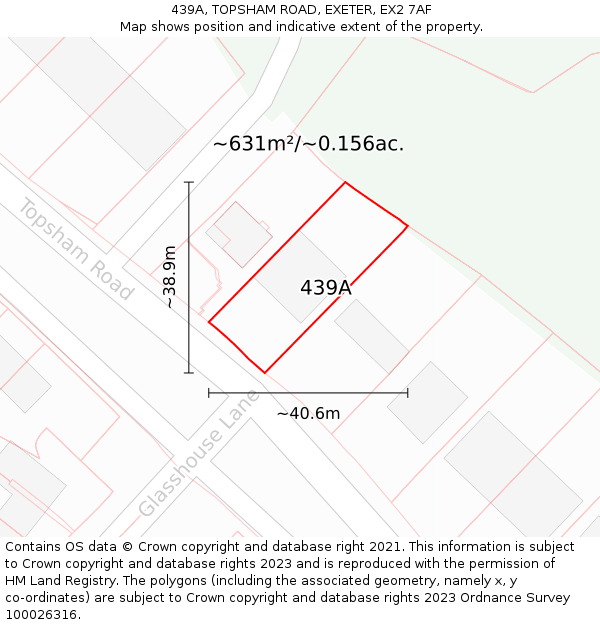 439A, TOPSHAM ROAD, EXETER, EX2 7AF: Plot and title map