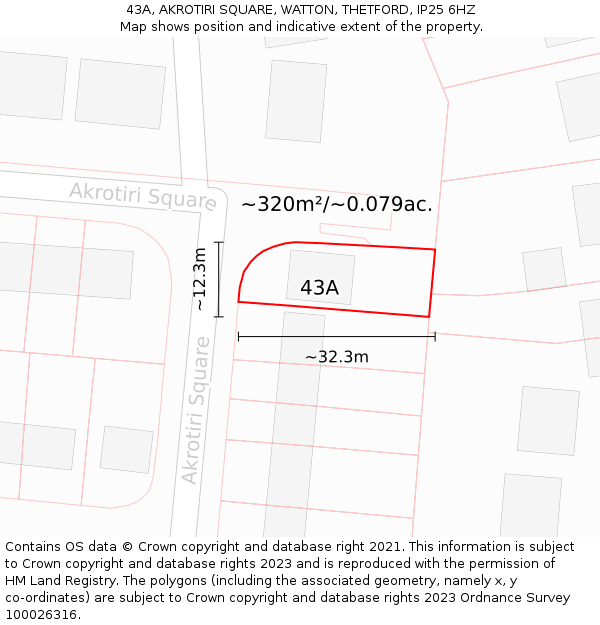 43A, AKROTIRI SQUARE, WATTON, THETFORD, IP25 6HZ: Plot and title map