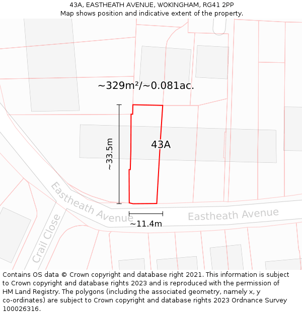 43A, EASTHEATH AVENUE, WOKINGHAM, RG41 2PP: Plot and title map