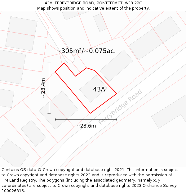 43A, FERRYBRIDGE ROAD, PONTEFRACT, WF8 2PG: Plot and title map