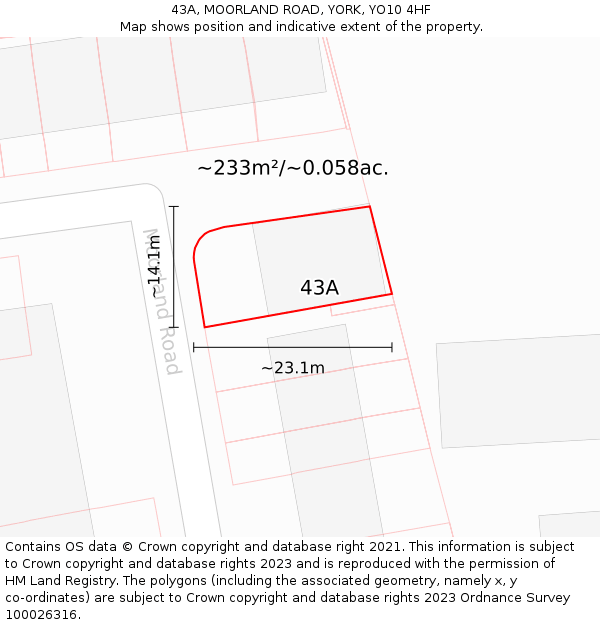 43A, MOORLAND ROAD, YORK, YO10 4HF: Plot and title map