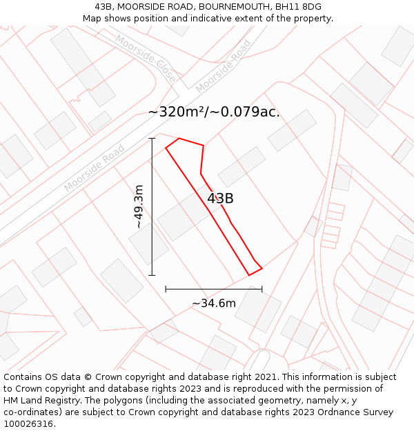 43B, MOORSIDE ROAD, BOURNEMOUTH, BH11 8DG: Plot and title map