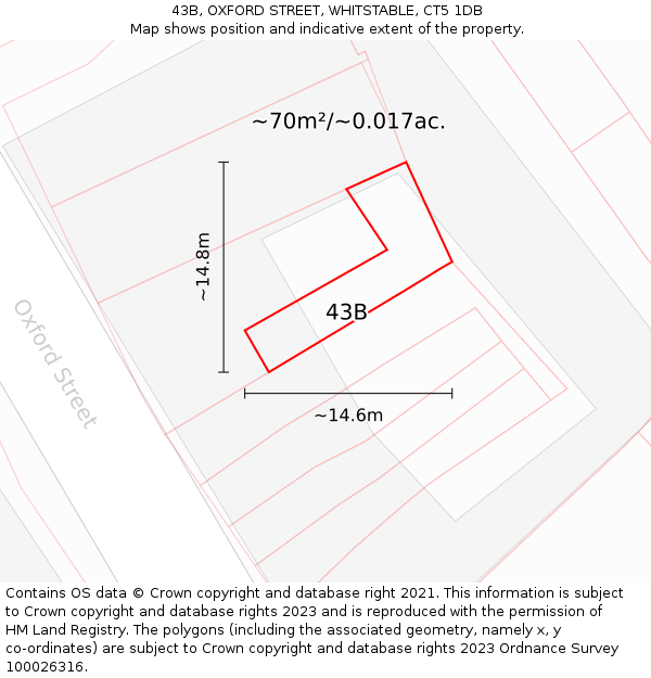 43B, OXFORD STREET, WHITSTABLE, CT5 1DB: Plot and title map