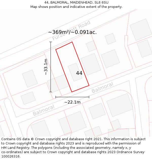 44, BALMORAL, MAIDENHEAD, SL6 6SU: Plot and title map