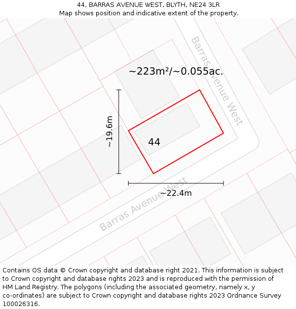 44, BARRAS AVENUE WEST, BLYTH, NE24 3LR: Plot and title map