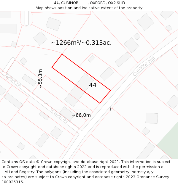 44, CUMNOR HILL, OXFORD, OX2 9HB: Plot and title map