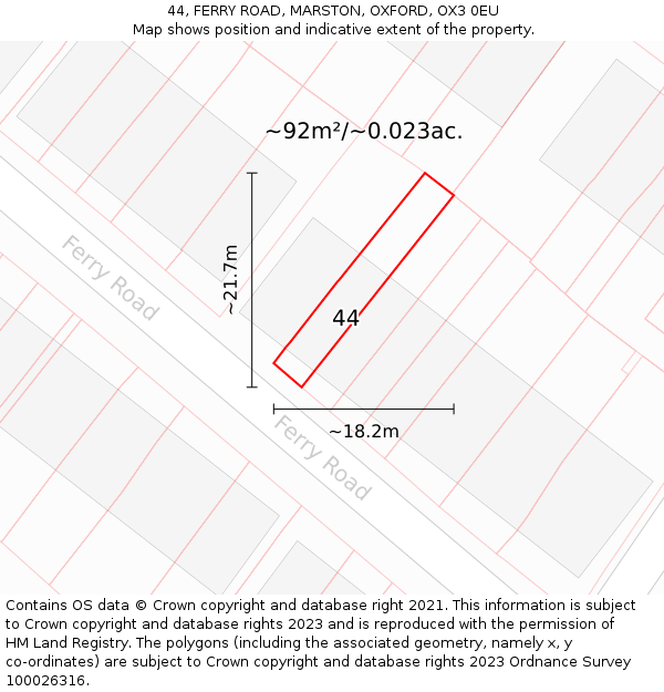 44, FERRY ROAD, MARSTON, OXFORD, OX3 0EU: Plot and title map