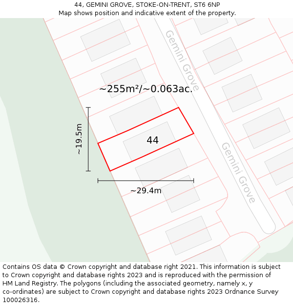 44, GEMINI GROVE, STOKE-ON-TRENT, ST6 6NP: Plot and title map
