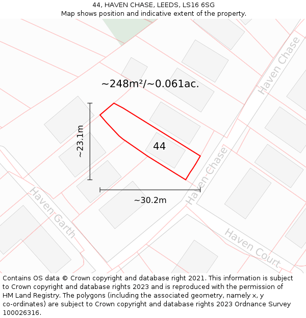 44, HAVEN CHASE, LEEDS, LS16 6SG: Plot and title map