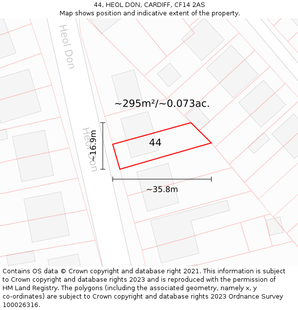 44, HEOL DON, CARDIFF, CF14 2AS: Plot and title map