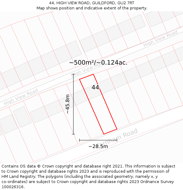 44, HIGH VIEW ROAD, GUILDFORD, GU2 7RT: Plot and title map