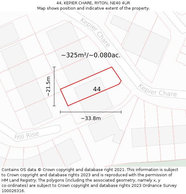 44, KEPIER CHARE, RYTON, NE40 4UR: Plot and title map