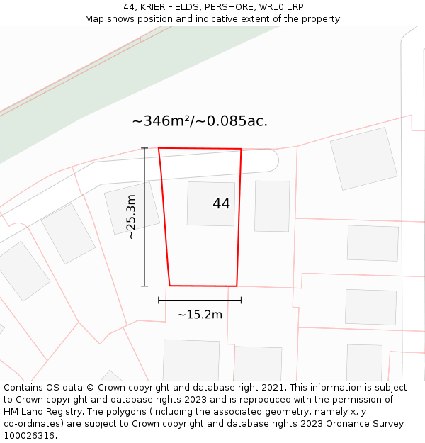 44, KRIER FIELDS, PERSHORE, WR10 1RP: Plot and title map