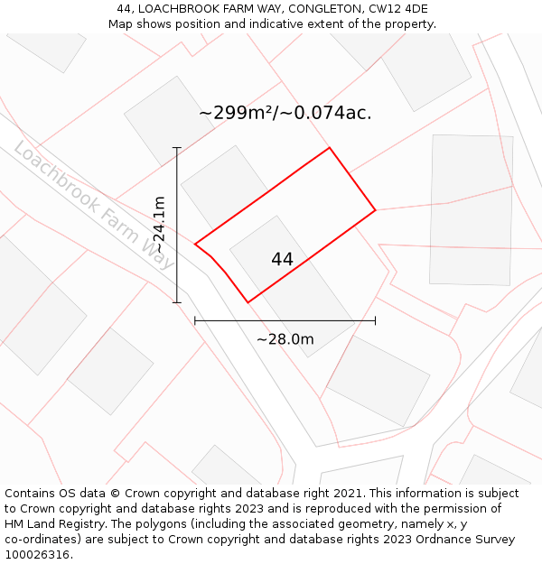 44, LOACHBROOK FARM WAY, CONGLETON, CW12 4DE: Plot and title map