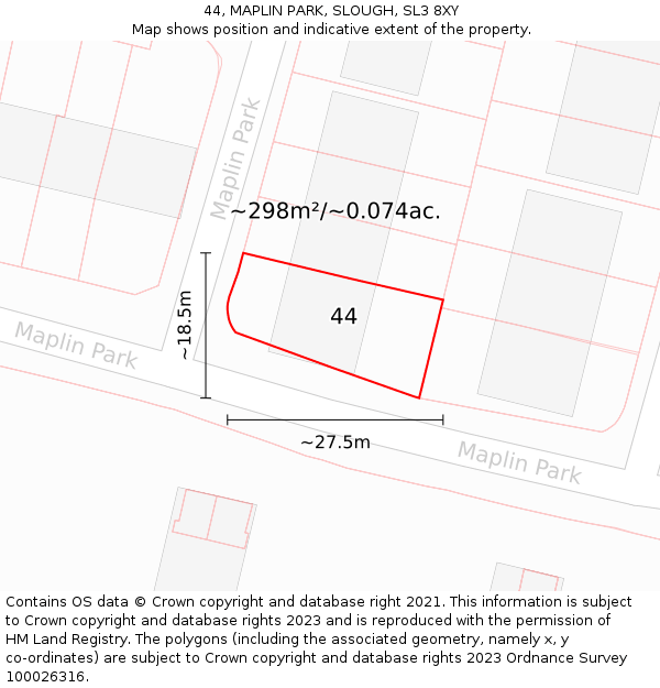 44, MAPLIN PARK, SLOUGH, SL3 8XY: Plot and title map