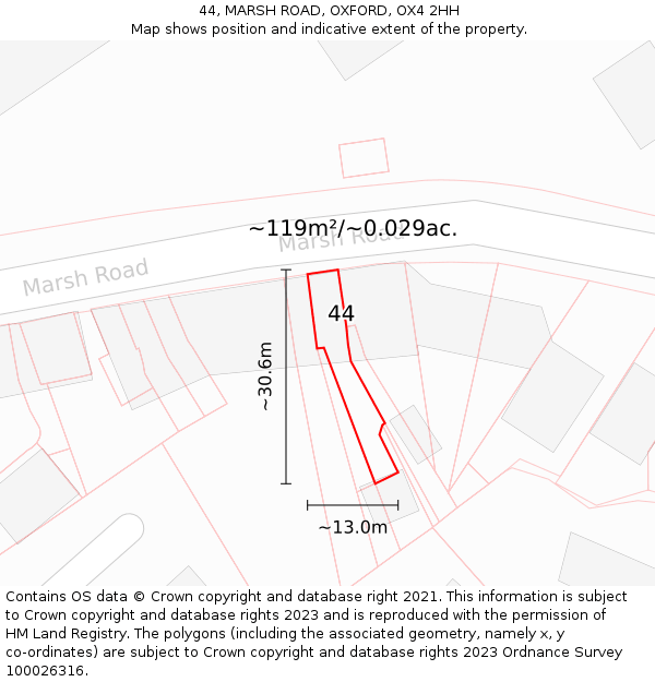 44, MARSH ROAD, OXFORD, OX4 2HH: Plot and title map