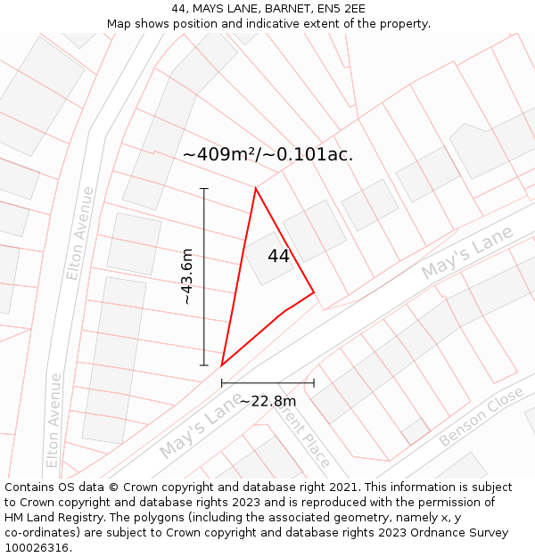 44, MAYS LANE, BARNET, EN5 2EE: Plot and title map