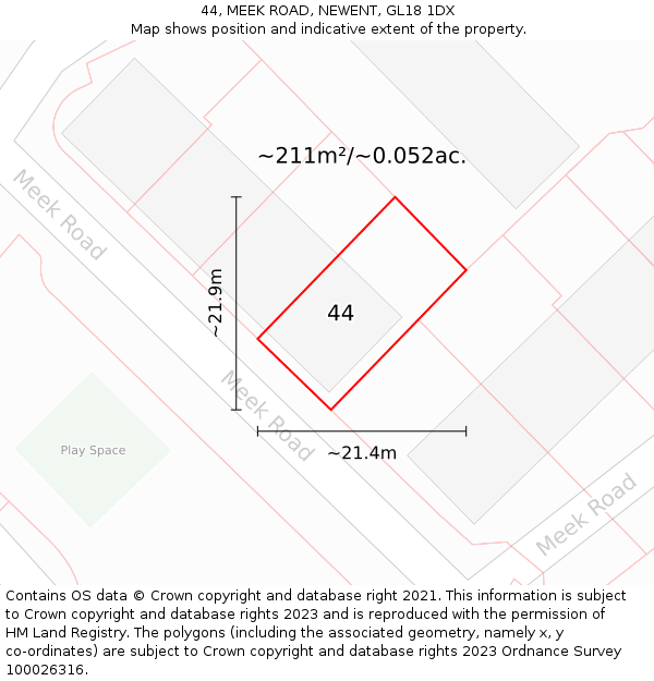 44, MEEK ROAD, NEWENT, GL18 1DX: Plot and title map