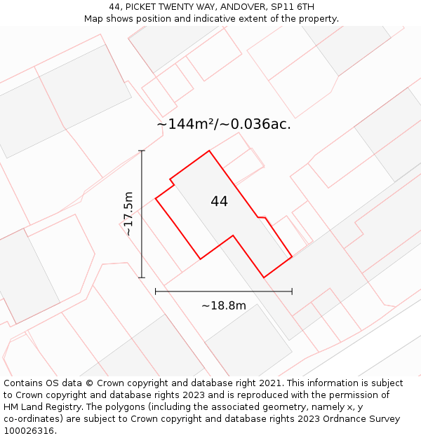 44, PICKET TWENTY WAY, ANDOVER, SP11 6TH: Plot and title map