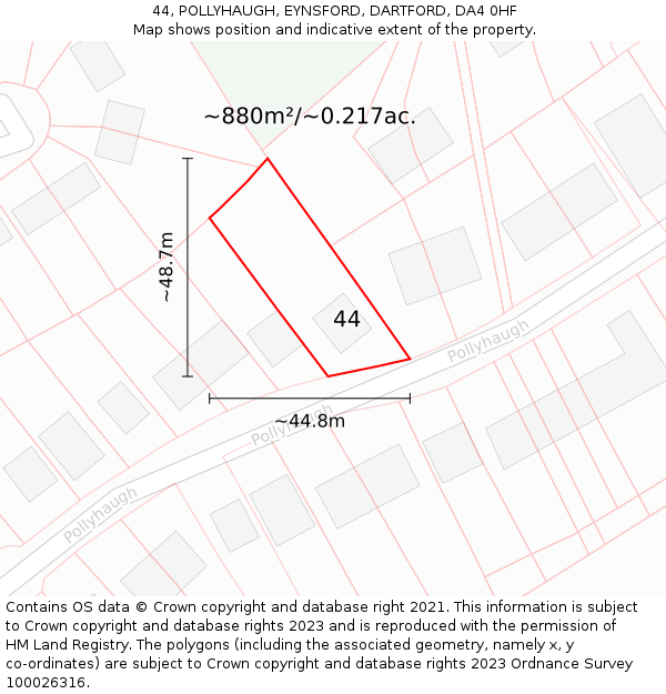 44, POLLYHAUGH, EYNSFORD, DARTFORD, DA4 0HF: Plot and title map