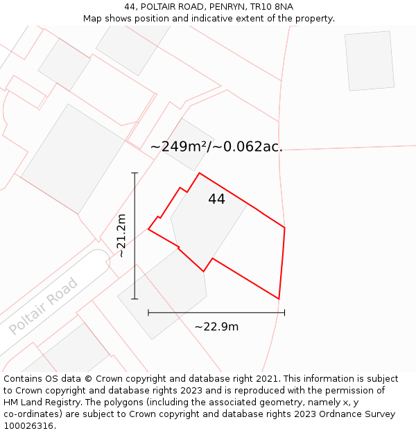 44, POLTAIR ROAD, PENRYN, TR10 8NA: Plot and title map