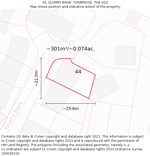 44, QUARRY BANK, TONBRIDGE, TN9 2QZ: Plot and title map