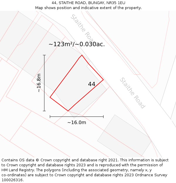 44, STAITHE ROAD, BUNGAY, NR35 1EU: Plot and title map