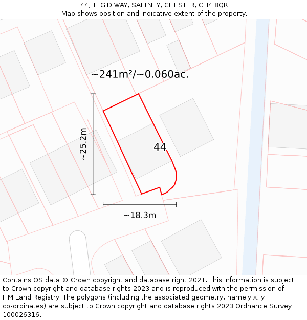 44, TEGID WAY, SALTNEY, CHESTER, CH4 8QR: Plot and title map