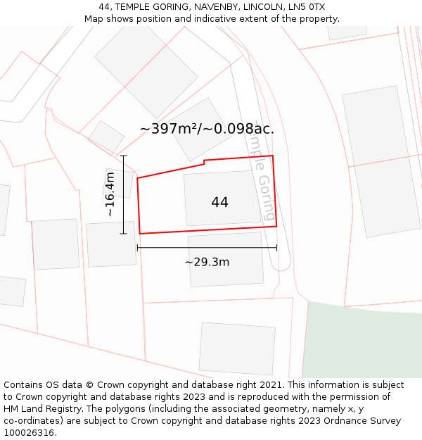 44, TEMPLE GORING, NAVENBY, LINCOLN, LN5 0TX: Plot and title map