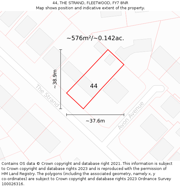 44, THE STRAND, FLEETWOOD, FY7 8NR: Plot and title map