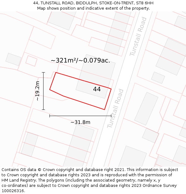 44, TUNSTALL ROAD, BIDDULPH, STOKE-ON-TRENT, ST8 6HH: Plot and title map