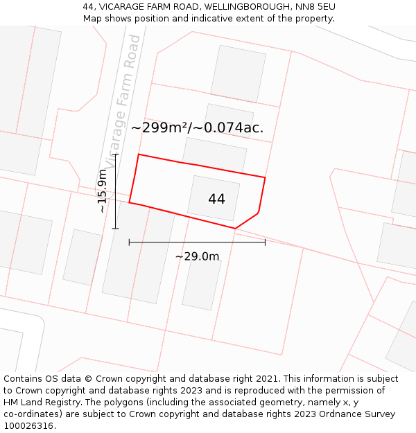 44, VICARAGE FARM ROAD, WELLINGBOROUGH, NN8 5EU: Plot and title map
