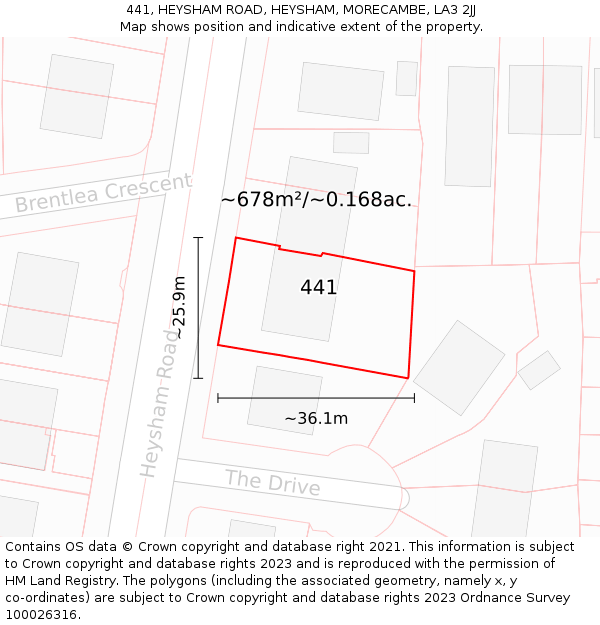 441, HEYSHAM ROAD, HEYSHAM, MORECAMBE, LA3 2JJ: Plot and title map