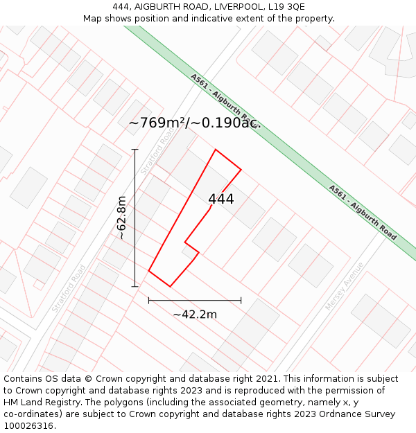 444, AIGBURTH ROAD, LIVERPOOL, L19 3QE: Plot and title map