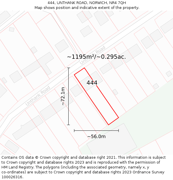 444, UNTHANK ROAD, NORWICH, NR4 7QH: Plot and title map