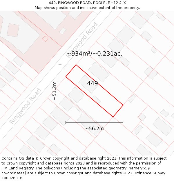 449, RINGWOOD ROAD, POOLE, BH12 4LX: Plot and title map