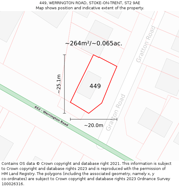 449, WERRINGTON ROAD, STOKE-ON-TRENT, ST2 9AE: Plot and title map