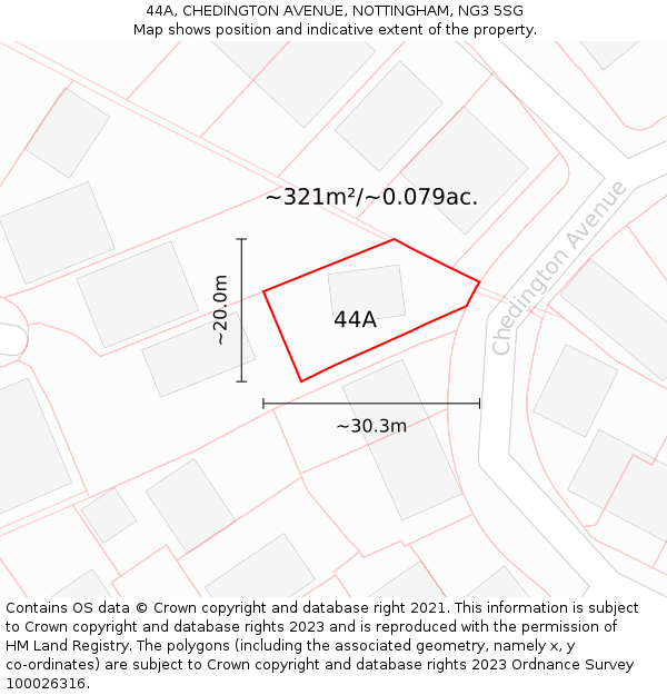 44A, CHEDINGTON AVENUE, NOTTINGHAM, NG3 5SG: Plot and title map