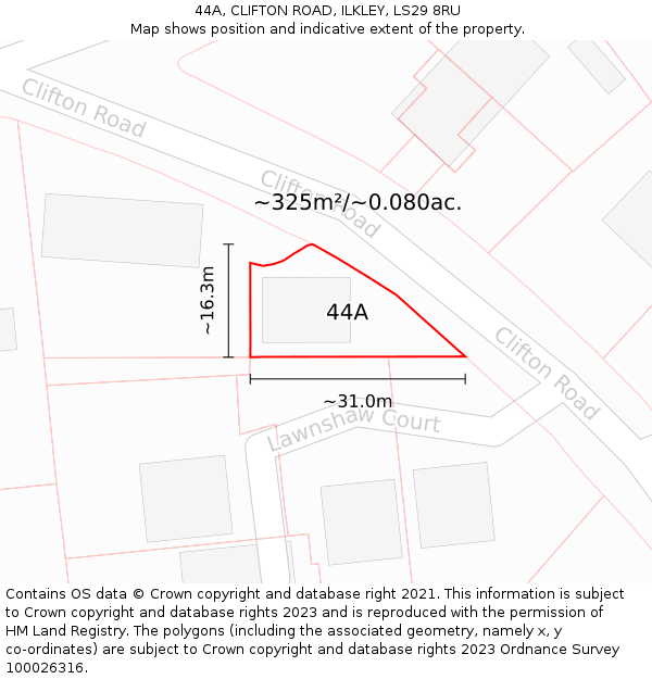 44A, CLIFTON ROAD, ILKLEY, LS29 8RU: Plot and title map