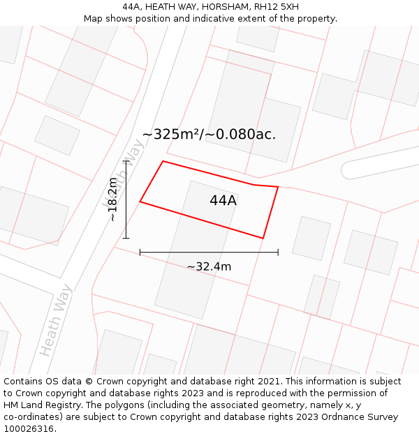 44A, HEATH WAY, HORSHAM, RH12 5XH: Plot and title map