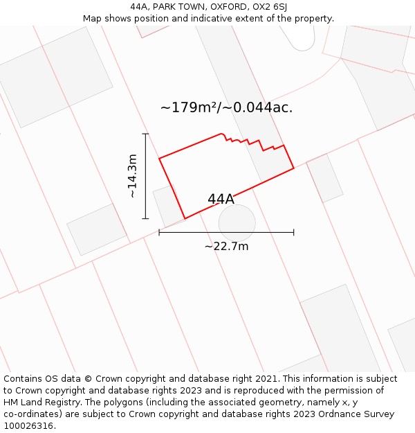 44A, PARK TOWN, OXFORD, OX2 6SJ: Plot and title map