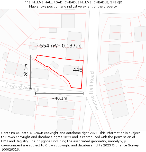 44E, HULME HALL ROAD, CHEADLE HULME, CHEADLE, SK8 6JX: Plot and title map