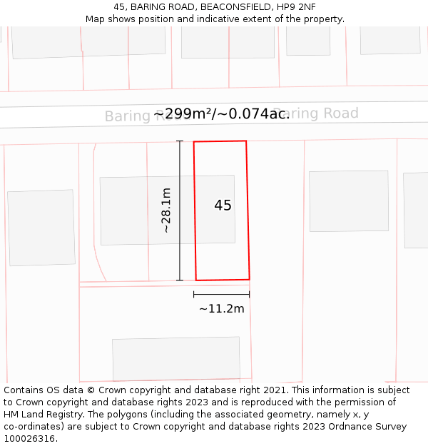 45, BARING ROAD, BEACONSFIELD, HP9 2NF: Plot and title map