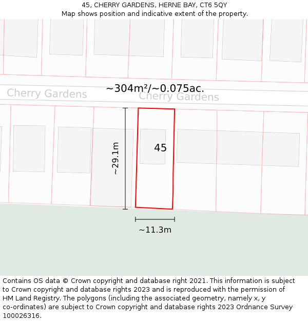 45, CHERRY GARDENS, HERNE BAY, CT6 5QY: Plot and title map