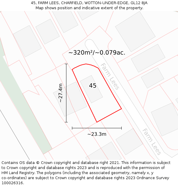 45, FARM LEES, CHARFIELD, WOTTON-UNDER-EDGE, GL12 8JA: Plot and title map