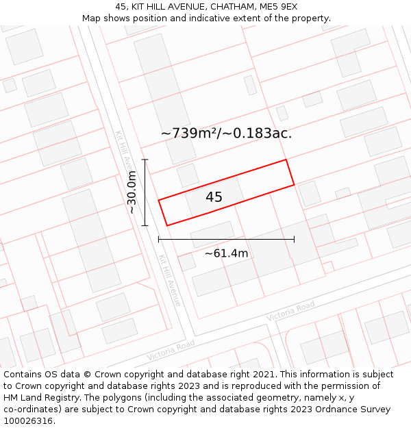 45, KIT HILL AVENUE, CHATHAM, ME5 9EX: Plot and title map