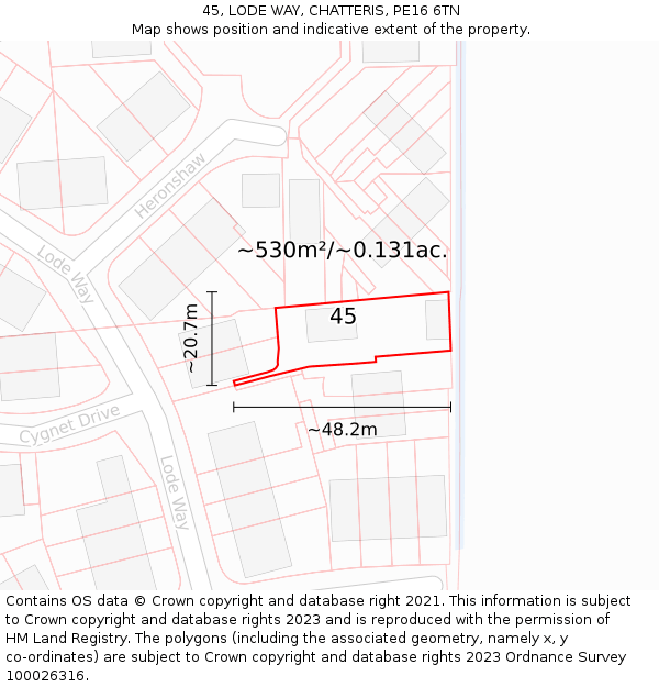 45, LODE WAY, CHATTERIS, PE16 6TN: Plot and title map