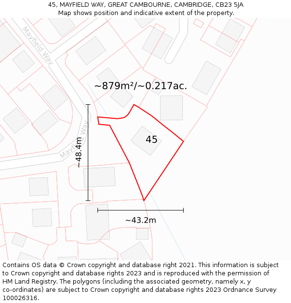 45, MAYFIELD WAY, GREAT CAMBOURNE, CAMBRIDGE, CB23 5JA: Plot and title map