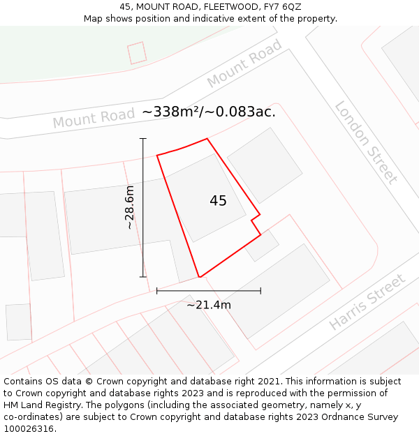 45, MOUNT ROAD, FLEETWOOD, FY7 6QZ: Plot and title map